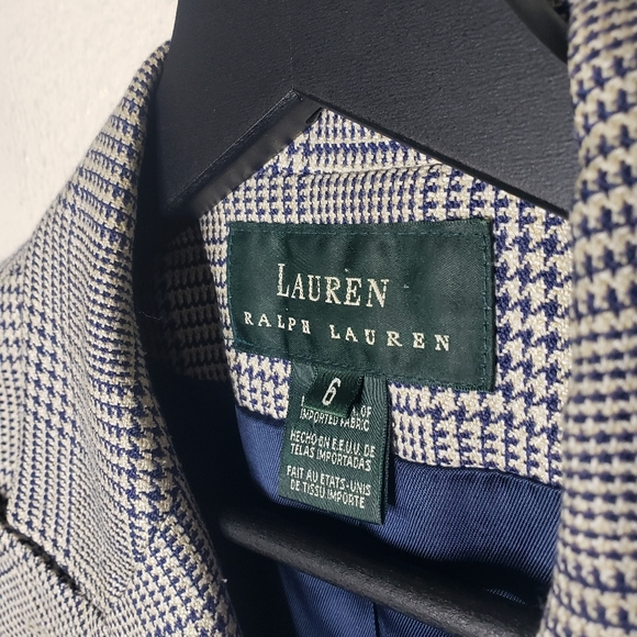 Lauren Ralph Lauren Houndstooth Wool Double Breasted Blazer - Picture 5 of 7